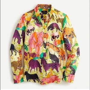 J Crew Popover Shirt Safari Ratti NWT Size 2